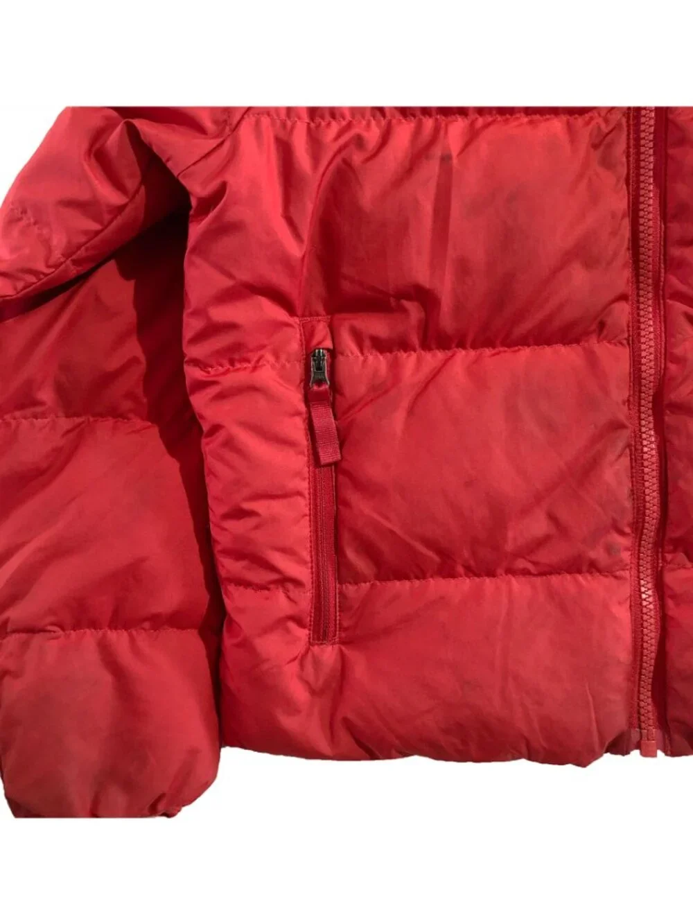 The North Face Puffer Jacket Boys Size 10 Red 600 Hooded Reversible Quilted